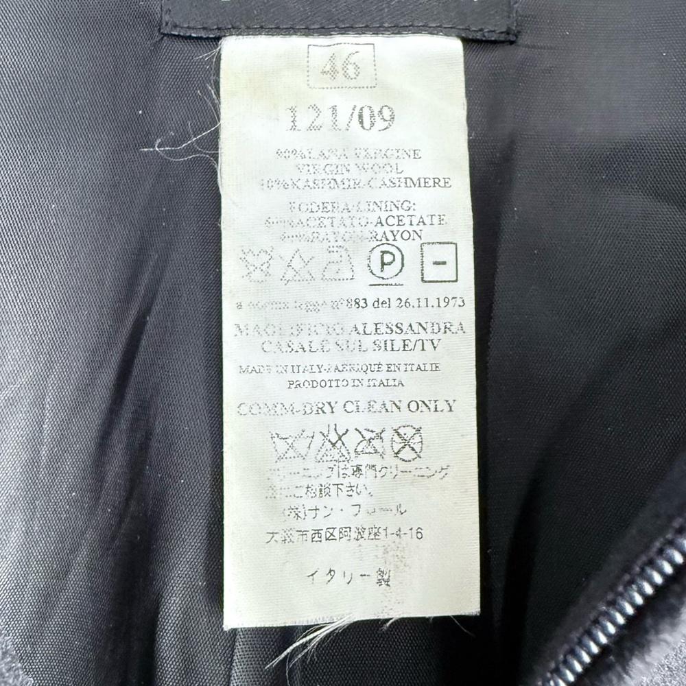 TOMASO Stefanelli Black Wool Cashmere Peacoat Lace-Up Sleeve Designer Jacket M - Picture 10 of 16